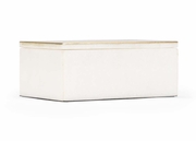 302286 Wildwood 3in. Alabaster/Metal Genesis Marble Box (Lg) with Natural White/Antique Gold Finish