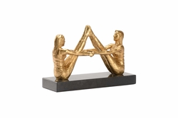302324 Wildwood 6.5in. Cast Iron Navasana with Metallic Gold/Natural White Finish