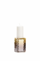 302327 Wildwood 6in. Acrylic/Steel Kori Candleholder (Sm) with Smokey Gold Ombre/Nickel Finish