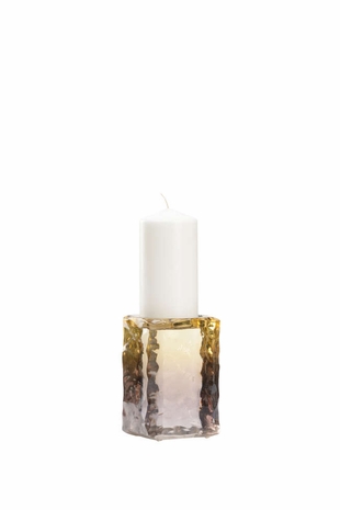 302327 Wildwood 6in. Acrylic/Steel Kori Candleholder (Sm) with Smokey Gold Ombre/Nickel Finish