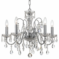 3025-CH-CL-MWP Crystorama Butler 5 Light Hand Cut Crystal Polished Chrome Chandelier