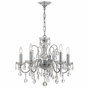 3025-CH-CL-MWP Crystorama Butler 5 Light Hand Cut Crystal Polished Chrome Chandelier