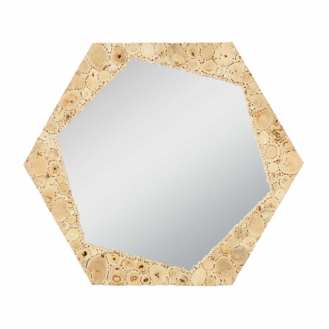 302514 Wildwood 34in. Driftwood Jekyll Mirror with Natural Brown/Clear/Plain Finish
