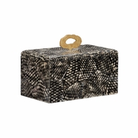 302529 Wildwood 8in. Wood/Fish Scales Nazare Box - Lg with Black/Cream Finish
