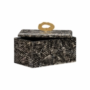 302529 Wildwood 8in. Wood/Fish Scales Nazare Box - Lg with Black/Cream Finish