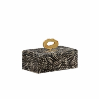 302530 Wildwood 5.5in. Wood/Fish Scales Nazare Box - Sm with Black/Cream Finish