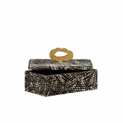 302530 Wildwood 5.5in. Wood/Fish Scales Nazare Box - Sm with Black/Cream Finish