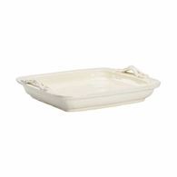 302533 Wildwood 3.5in. Handmade Ceramic Servendo Tray with Ivory Glaze Finish