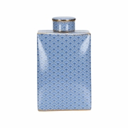 302552 Wildwood 12in. Ceramic Kelly Jar - Lg with Blue/White Decal/Metallic Gold Finish