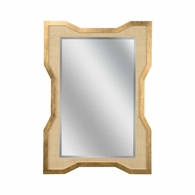 302556 Wildwood 48in. Wood/Raffia Vanessa Mirror with Gold Leaf/Natural/Clear/Beveled Finish
