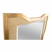 302556 Wildwood 48in. Wood/Raffia Vanessa Mirror with Gold Leaf/Natural/Clear/Beveled Finish
