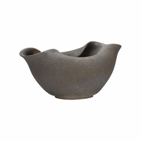 302565 Shiga 11in. Ceramic Sendai Vase with Sandy Black Finish
