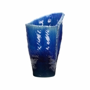 302570 Shiga 20.5in. Ceramic Okinawa Vase with Indigo Glaze Finish