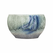 302571 Shiga 14in. Ceramic Naha Vase with Indigo Glaze Finish