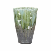 302572 Shiga 17.5in. Ceramic Midori Vase with Green Finish