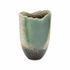 302573 Shiga 14in. Ceramic Gizagiza Vase with Green/Cream Finish