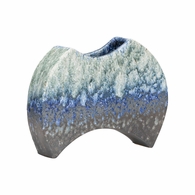 302574 Shiga 8.5in. Ceramic Kerama Vase with Indigo Glaze Finish