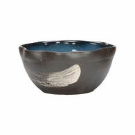 302582 Shiga 7in. Ceramic Kabira Bay Bowl with Shiga Black/White/Blue Inside Finish