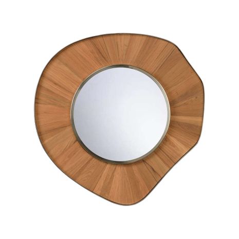 302597 Wildwood 26in. Wood/Metal Pith Mirror with Organic/Brushed Nickel/Plain Finish