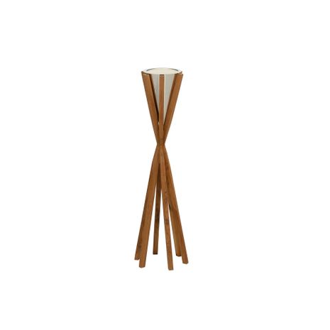 302599 Wildwood 34in. Metal/Wood Teton Candleholder - Sm with Polished Nickel/Natural Teak Finish