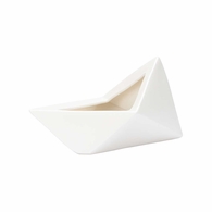 302623 Shiga 6.5in. Ceramic Origami Vase - Shiro with White Glaze Finish