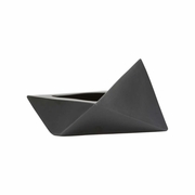 302624 Shiga 6.5in. Ceramic Origami Vase - Kuro with Black Glaze Finish