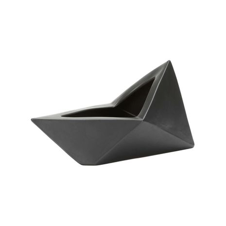 302624 Shiga 6.5in. Ceramic Origami Vase - Kuro with Black Glaze Finish