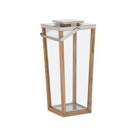 302772 Wildwood Lanai Teak And Glass Hurricane - Lg