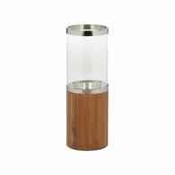 302773 Wildwood 27in. Wood/Metal/Glass Muskoka Candle Holder - Sm with Natural/Polished Nickel/Clear Finish