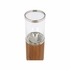 302773 Wildwood 27in. Wood/Metal/Glass Muskoka Candle Holder - Sm with Natural/Polished Nickel/Clear Finish