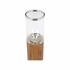 302774 Wildwood 32in. Wood/Metal/Glass Muskoka Candle Holder - Md with Natural/Polished Nickel/Clear Finish