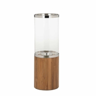 302775 Wildwood 36.5in. Wood/Metal/Glass Muskoka Candle Holder - Lg with Natural/Polished Nickel/Clear Finish
