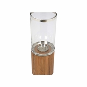 302775 Wildwood 36.5in. Wood/Metal/Glass Muskoka Candle Holder - Lg with Natural/Polished Nickel/Clear Finish