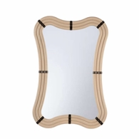 302803 Wildwood 48in. Wood/Metal Perret Mirror with White Oak/Coffee Bronze Finish