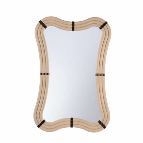 302803 Wildwood 48in. Wood/Metal Perret Mirror with White Oak/Coffee Bronze Finish