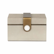 302806 Wildwood 6in. Wood/Faux Shagreen/Metal/Marble Steven Box -Square with Gray/Coffee Bronze/Natural White Finish