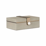 302807 Wildwood 5in. Wood/Faux Shagreen/Metal/Marble Steven Box - Rectangle with Gray/Coffee Bronze/Natural White Finish