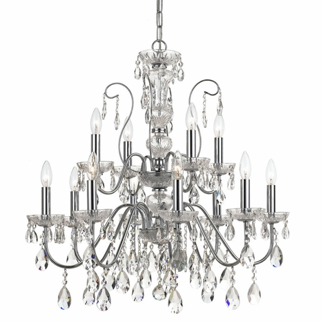 3029-CH-CL-S Crystorama Butler 12 Light Swarovski Strass Crystal Polished Chrome Chandelier