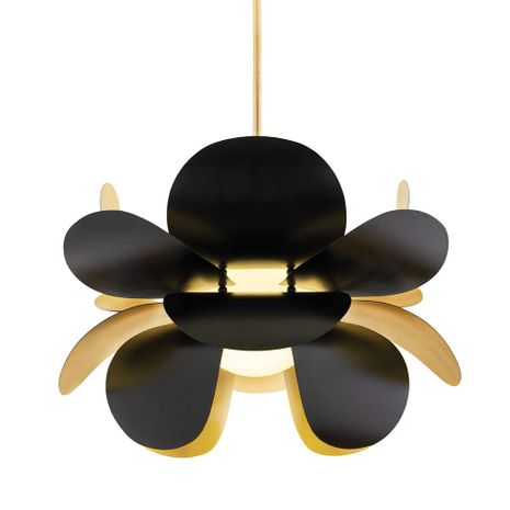 308-71 Corbett Lighting Ginger 1 Lt. Chandelier with Gold Leaf/Black Finish