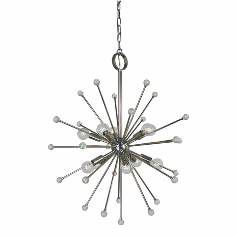 F-3088 Framburg 10-Light Polished Nickel Supernova Chandelier
