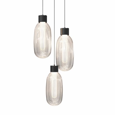 3103.25 Sonneman Friso Multi-Forms 3-Light LED Pendant with Satin Black Finish