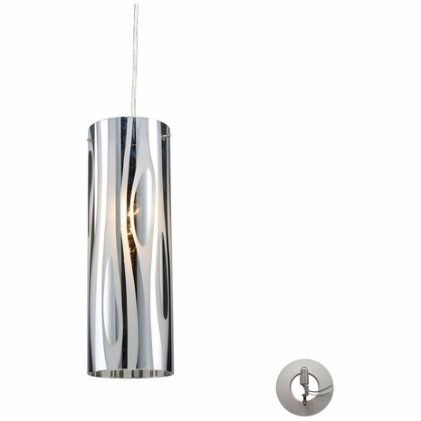 31078/1-LA ELK Lighting Chromia 1-Light Mini Pendant In Polished Chrome With Cylinder Shade - Includes Adapter Kit
