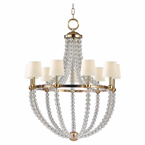 3119 Hudson Valley Danville 9 Light Chandelier W/White Shade