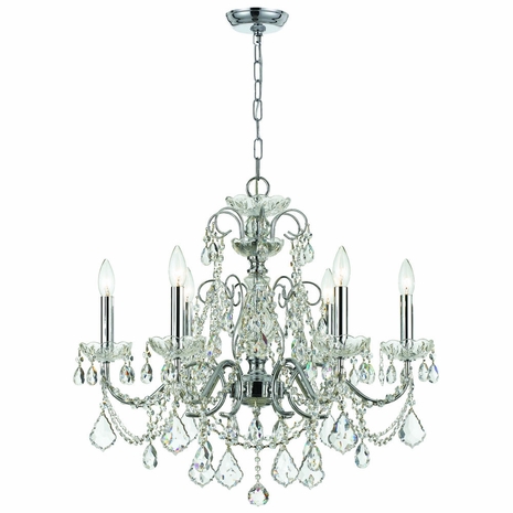 3226-CH-CL-S Crystorama Imperial 6 Light Swarovski Strass Crystal Polished Chrome Chandelier