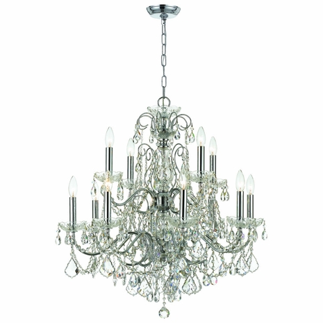 3228-CH-CL-S Crystorama Imperial 12 Light Swarovski Strass Crystal Polished Chrome Chandelier