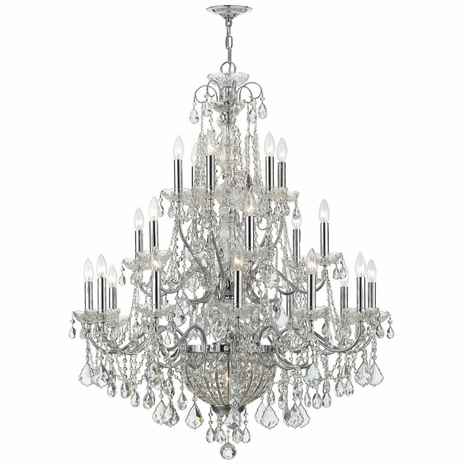 3229-CH-CL-MWP Crystorama Imperial 26 Light Hand Cut Crystal Polished Chrome Chandelier