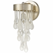 32340/1 ELK Lighting Morning Frost 1-Light Sconce In Silver Leaf With Clear And Frosted Glass Drops