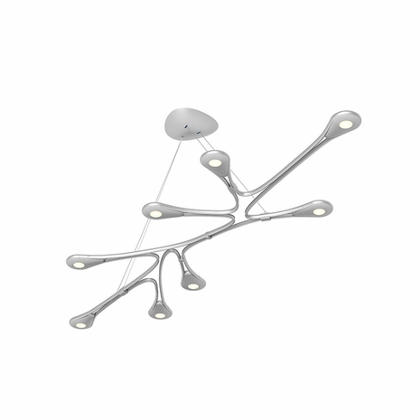 3272.16 Sonneman Abstraction Sculptural Linear LED Pendant with Bright Satin Aluminum Finish