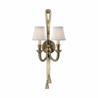 328 Wildwood Cast Brass Antique Patina Tassel Twist Double Sconce