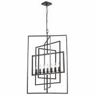 339-RS Crystorama Capri 7 Light Raw Steel Lantern Chandelier